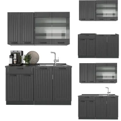 Vicco Cuisine Gris foncé 140cm sans PT