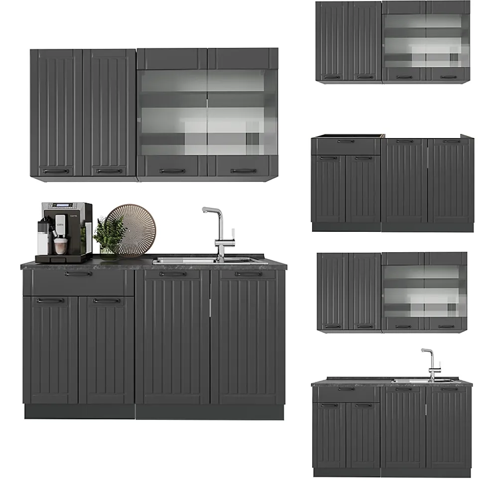 Vicco Cuisine Gris foncé 140cm sans PT