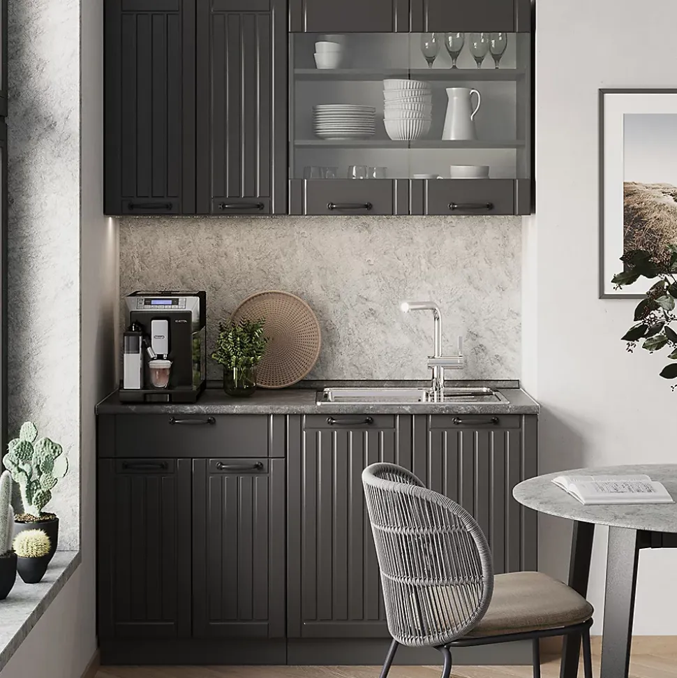 Vicco Cuisine Gris foncé 140cm sans PT