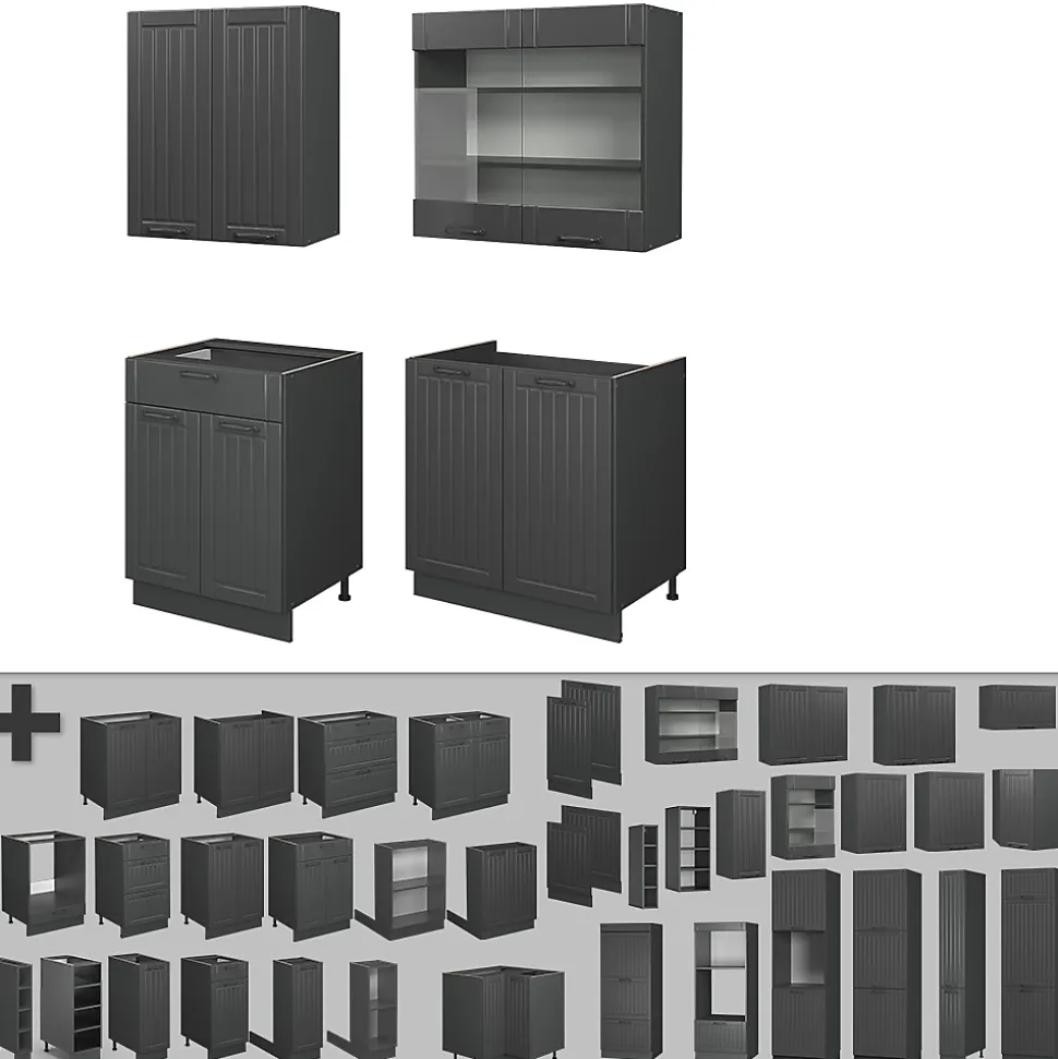 Vicco Cuisine Gris foncé 140cm sans PT