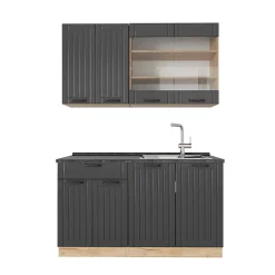 Vicco Cuisine Gris foncé 140cm sans PT