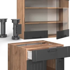 Vicco Cuisine Gris foncé 140cm sans PT