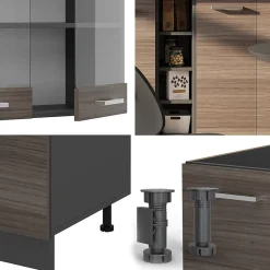 Vicco Cuisine Gris noble/Anthracite 160cm , PT Marbre