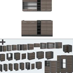 Vicco Cuisine Gris noble/Anthracite 160cm , PT Marbre