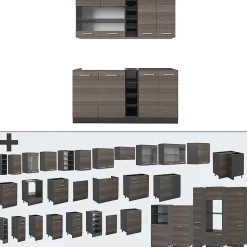 Vicco Cuisine Gris noble/Anthracite 160cm , PT Chêne