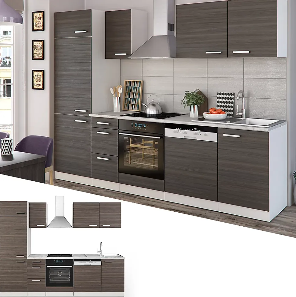 Vicco Cuisine gris noble/blanc 270cm sans PT