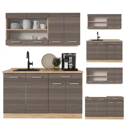 Vicco Cuisine gris noble/chêne doré 140cm sans PT