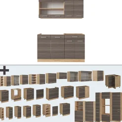 Vicco Cuisine gris noble/chêne doré 140cm sans PT