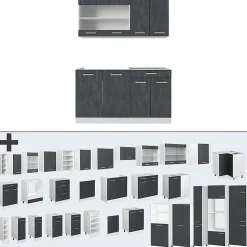 Vicco Cuisine noir béton/blanc 140cm sans PT