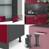 Vicco Cuisine Rouge brillant/Anthracite 300cm , PT Marbre