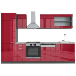 Vicco Cuisine Rouge brillant/Anthracite 300cm , PT Marbre