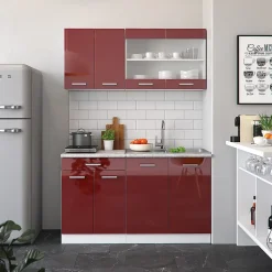 Vicco Cuisine rouge brillant/blanc 140cm sans PT