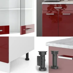 Vicco Cuisine rouge brillant/blanc 140cm sans PT