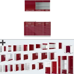 Vicco Cuisine rouge brillant/blanc 140cm sans PT