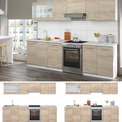 Vicco Cuisine Sonoma 240cm , PT Marbre avec bande LED