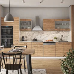 Vicco Cuisine Sonoma/blanc 350cm avec armoire haute, PT Anthracite