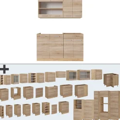 Vicco Cuisine Sonoma/Chêne doré 140cm sans PT