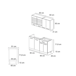 Vicco Cuisine Sonoma/Chêne doré 140cm , PT Anthracite