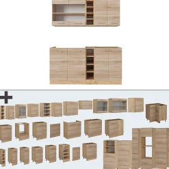 Vicco Cuisine Sonoma/Chêne doré 160cm sans PT