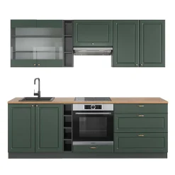 Vicco Cuisine Vert et or campagne/anthracite 235cm , PT Chêne