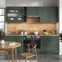 Vicco Cuisine Vert et or campagne/anthracite 235cm , PT Chêne