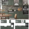 Vicco Cuisine Vert et or campagne/anthracite 300cm avec armoire haute, sans PT