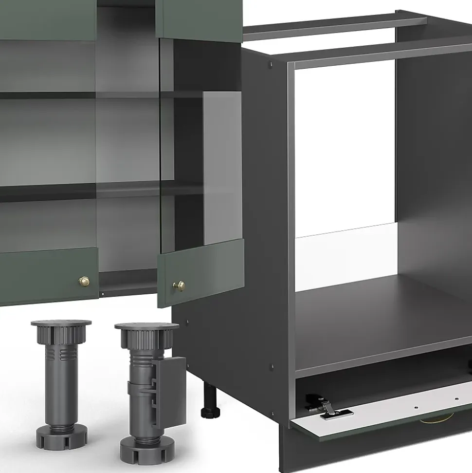 Vicco Cuisine Vert et or campagne/anthracite 355cm , PT Marbre