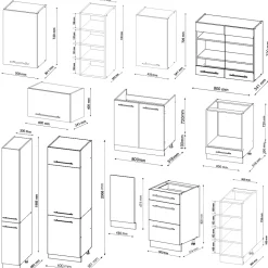 Vicco Cuisine Vert-Or Landhaus/Blanc 355cm , PT Anthracite