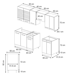 Vicco Cuisine Vert-Or Landhaus/Blanc 240cm , PT Marbre