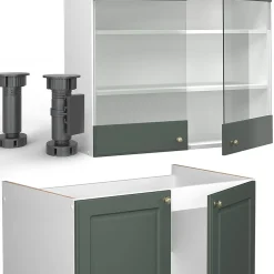 Vicco Cuisine Vert-Or Landhaus/Blanc 240cm , PT Marbre