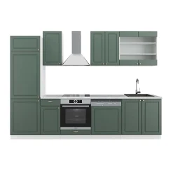 Vicco Cuisine Vert-Or Landhaus/Blanc 300cm , PT Marbre
