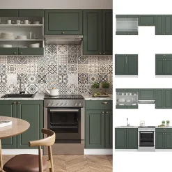 Vicco Cuisine Vert-Or Landhaus/Blanc 200cm sans PT