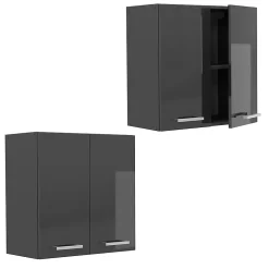 Vicco Elément haut de cuisine Anthracite Haute brillance 60cm