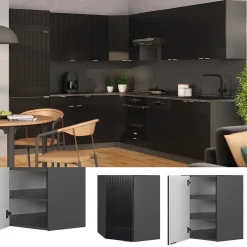 Vicco Elément haut de cuisine Noir rayé 57cm