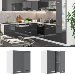 Vicco Elément haut de cuisine Anthracite Haute brillance 60cm