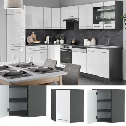 Vicco Elément haut de cuisine Blanc Haute brillance 57cm