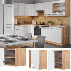 Vicco Elément haut de cuisine Blanc Haute brillance 57cm