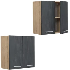 Vicco Elément haut de cuisine Béton noir 60cm