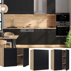 Vicco Elément haut de cuisine Noir rayé 60cm