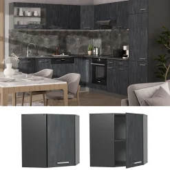 Vicco Elément haut de cuisine Béton noir 57cm