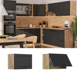 Vicco Elément haut de cuisine Anthracite campagne 60cm Plat
