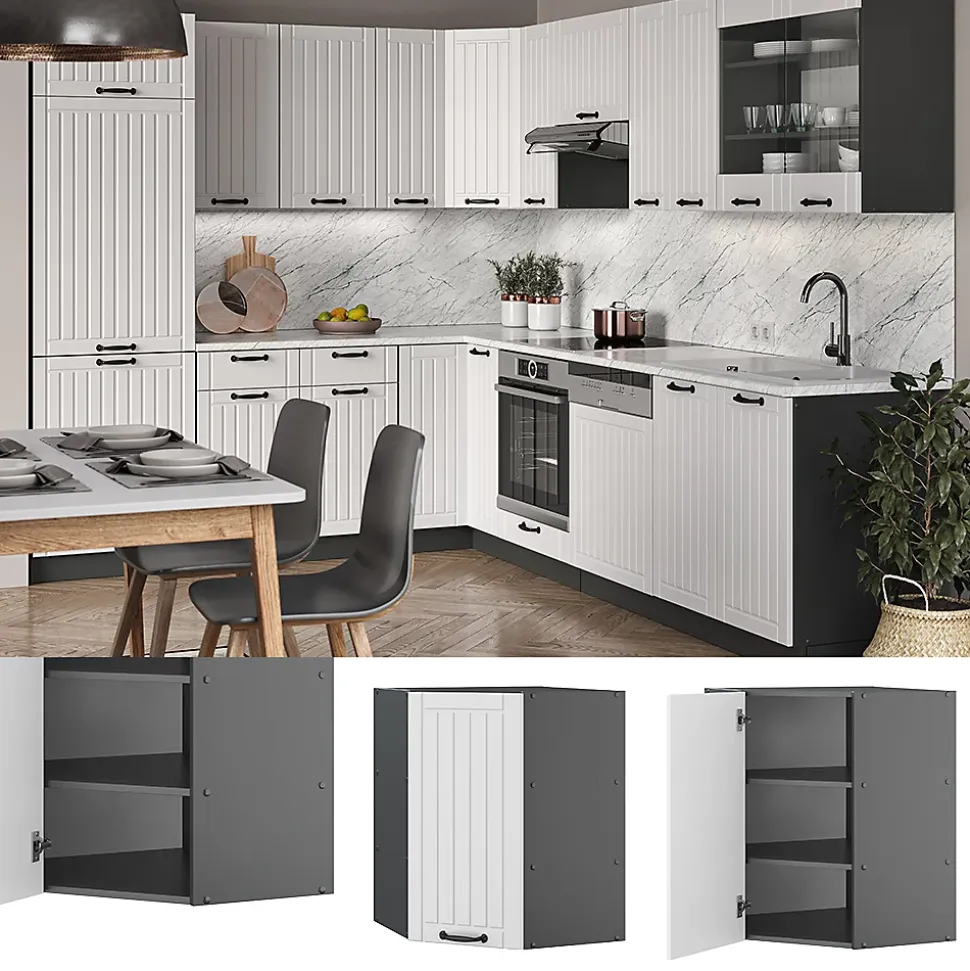 Vicco Elément haut de cuisine Blanc campagne 57cm