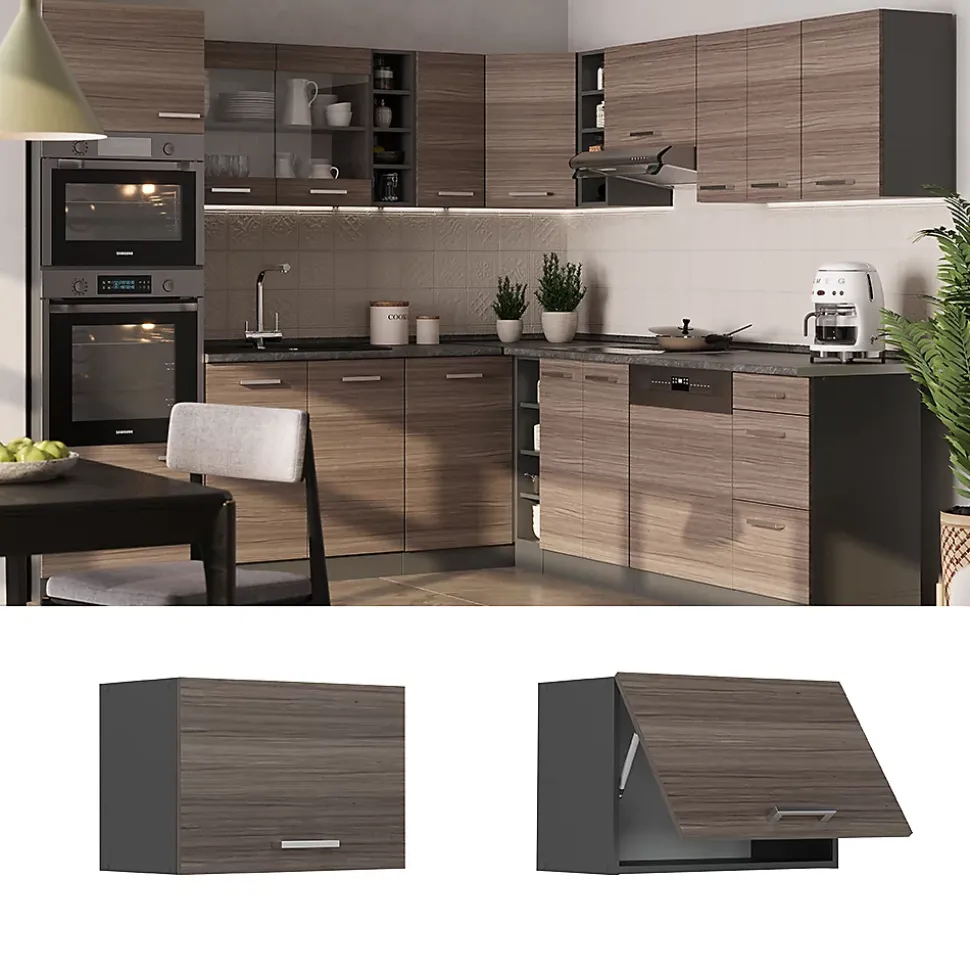 Vicco Elément haut de cuisine Gris noble 60cm Plat