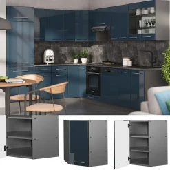 Vicco Elément haut de cuisine Bleu foncé brillant 57cm