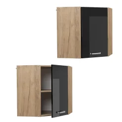 Vicco Elément haut de cuisine Noir Haute brillance 57cm