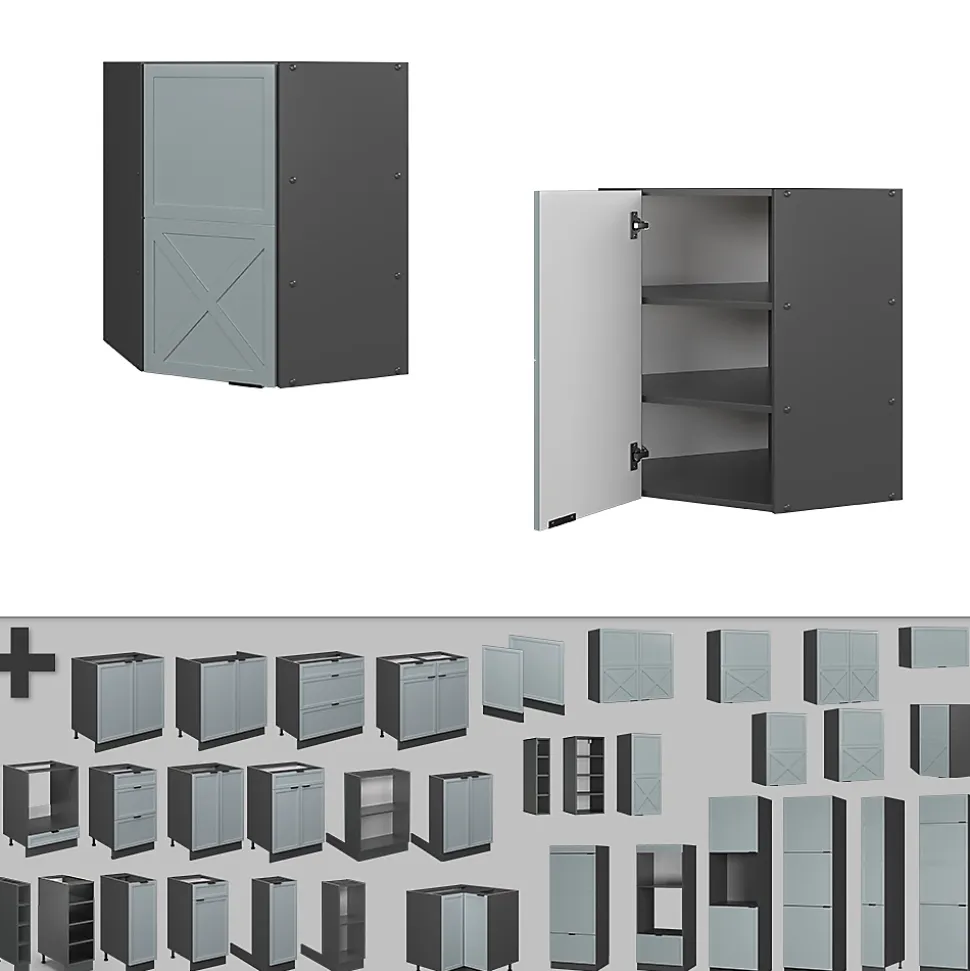 Vicco Elément haut de cuisine Bleu clair-gris 57cm