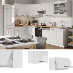 Vicco Elément haut de cuisine Blanc Haute brillance 60cm Plat