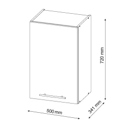 Vicco Elément haut de cuisine Blanc Haute brillance 50cm