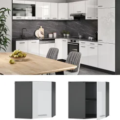 Vicco Elément haut de cuisine Blanc Haute brillance 57cm