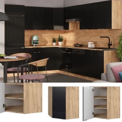 Vicco Elément haut de cuisine Noir rayé 57cm